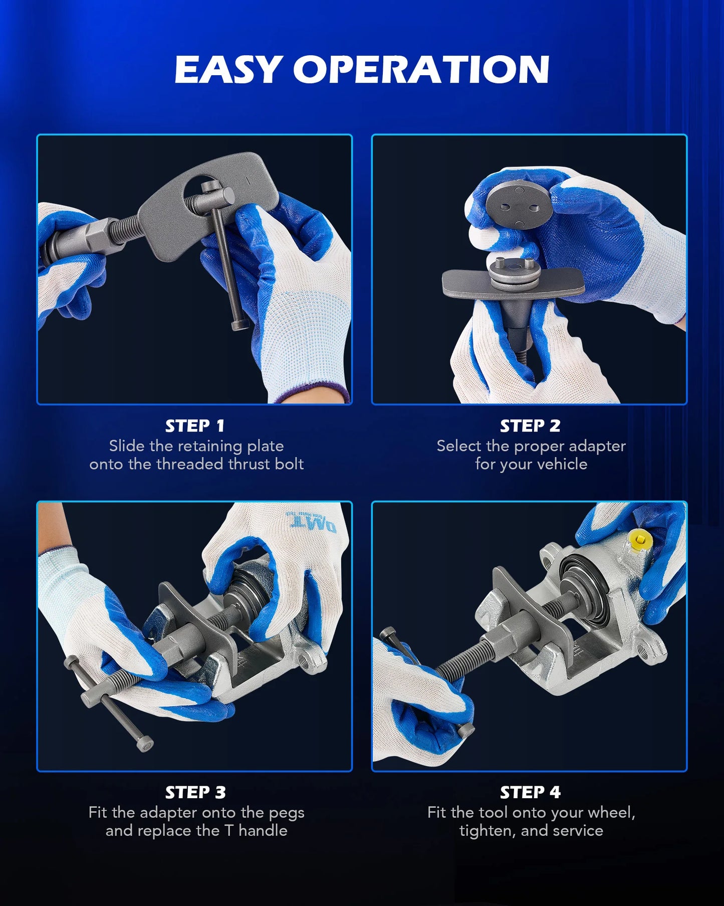 OMT 24Pcs Universal Disc Brake Caliper Tool Piston Pad Wind Back Hand Kit with Hooks Compressor Tool Heavy Duty Set