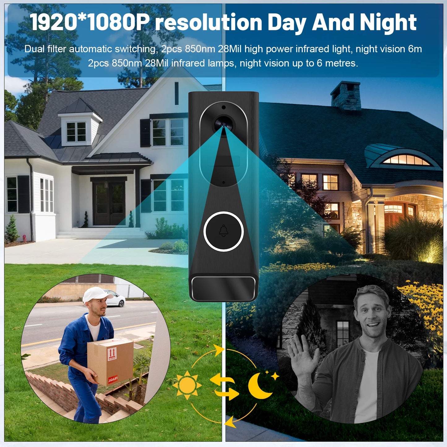 S7 1080P Wireless Video Doorbell Camera Detect Night Vision Intercom Bell