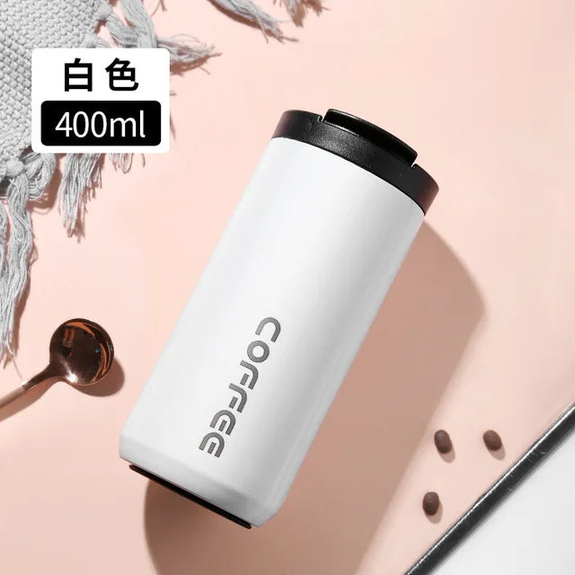 400ml Stainless Steel Insulated Straight Drinking Coffee Cup Leak Proof Convenient Travel Portable Mug Business Office Water Cup