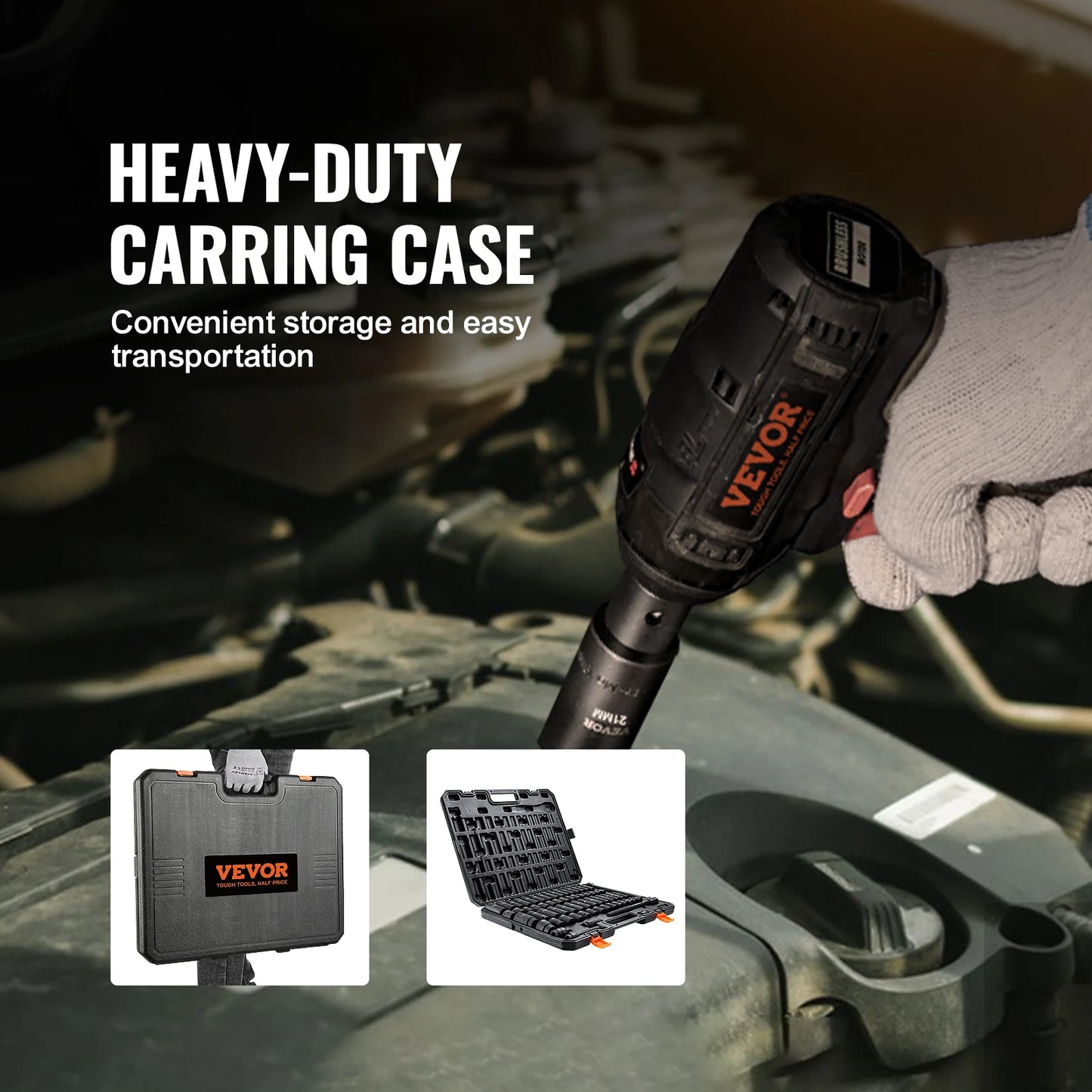 VEVOR 23 Piece 1/2 Inch Drive Impact Socket Set SAE Metric 6 Point Cr-V Alloy Steel Auto Repair Tools