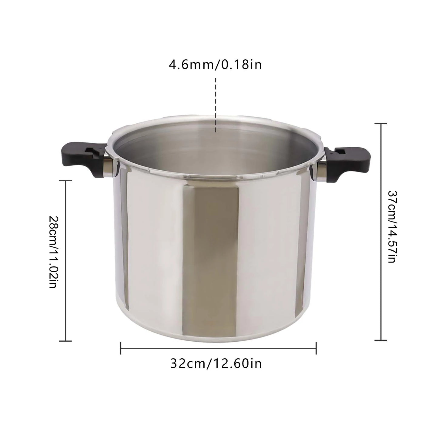 22L/23Qt 32cm Aluminium Pressure Cooker Large Capacity With Pressure Gauge Preserver Explosion SafetySilver 90Kpa