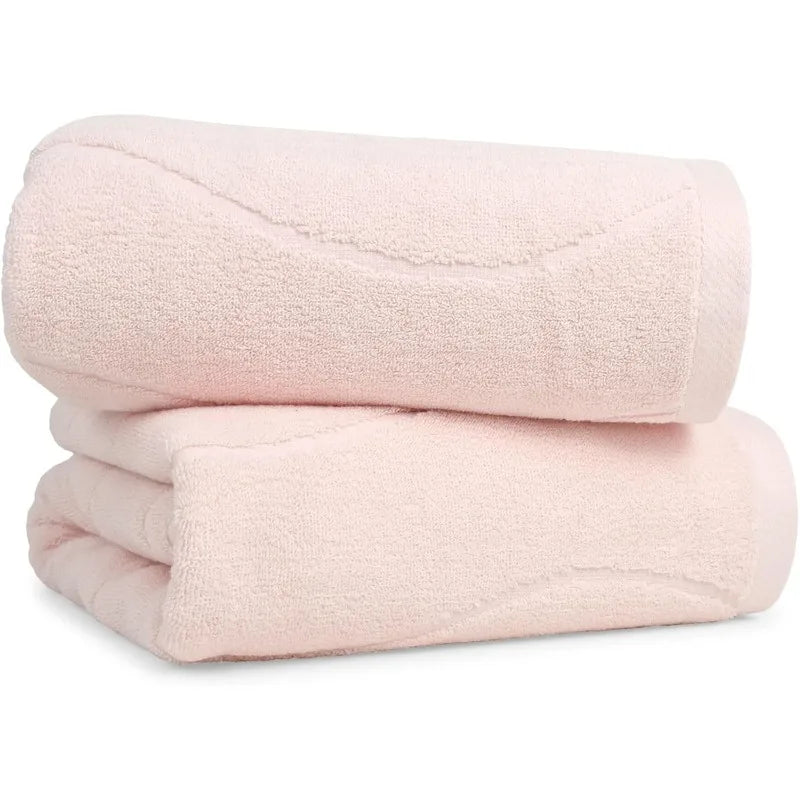 100 Percent Cotton Bath Towels Set of 2 in Forest Green Wavy Striped Jacquard 27.5 Inch x 55 Inch Quick Dry Towel for Bathroom Pool Gym Swim