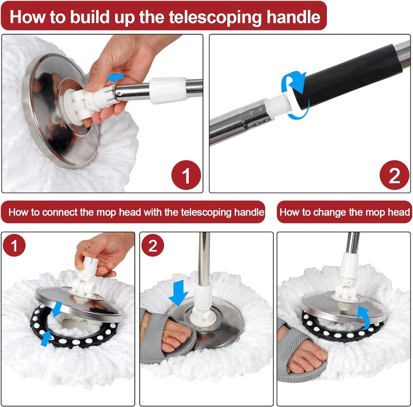 360° Spin Mop Bucket Sets with Wring System