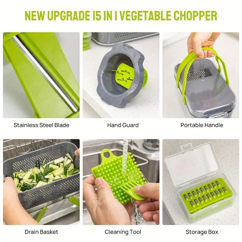 22 Piece Sets Multifunctional Manual Chopper Kitchen Cutter