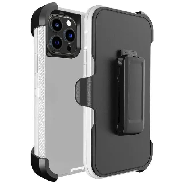 3 In 1 Heavy Shockproof PC TPU Rugged Phone Case with Belt Clip for iPhone 14 13 12 11 15 16 Pro Max Mini XR XS Max X SE 7 8 Plus