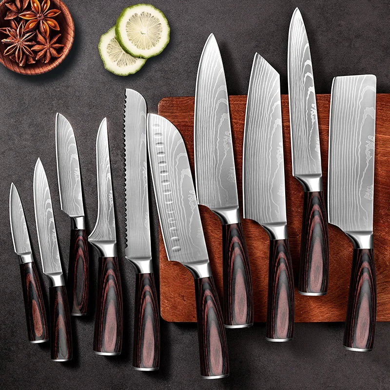 Japanese Santoku Stainless Steel Sharp Knife Set