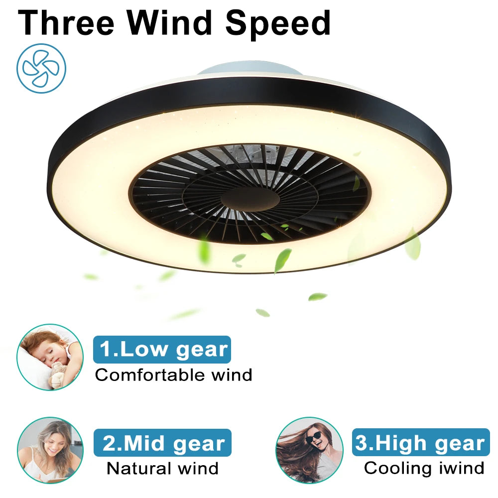 Ceiling Fan with Light Semi Flush Mount 3 Color Temperatures