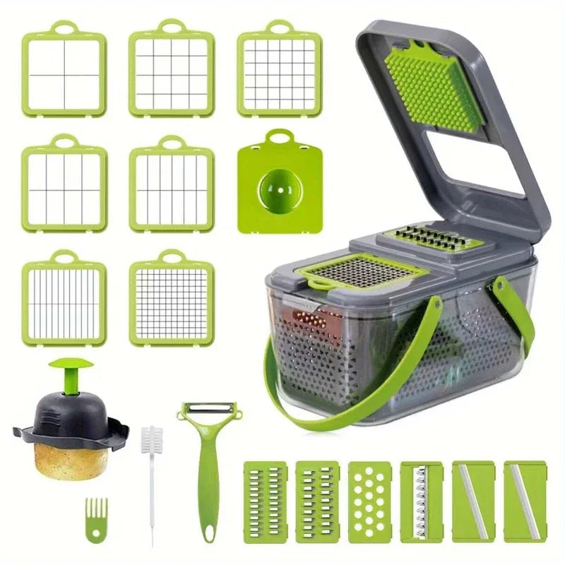 22 Piece Sets Multifunctional Manual Chopper Kitchen Cutter