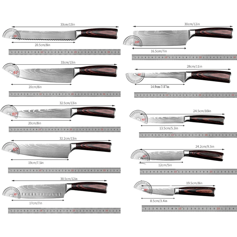Japanese Santoku Stainless Steel Sharp Knife Set