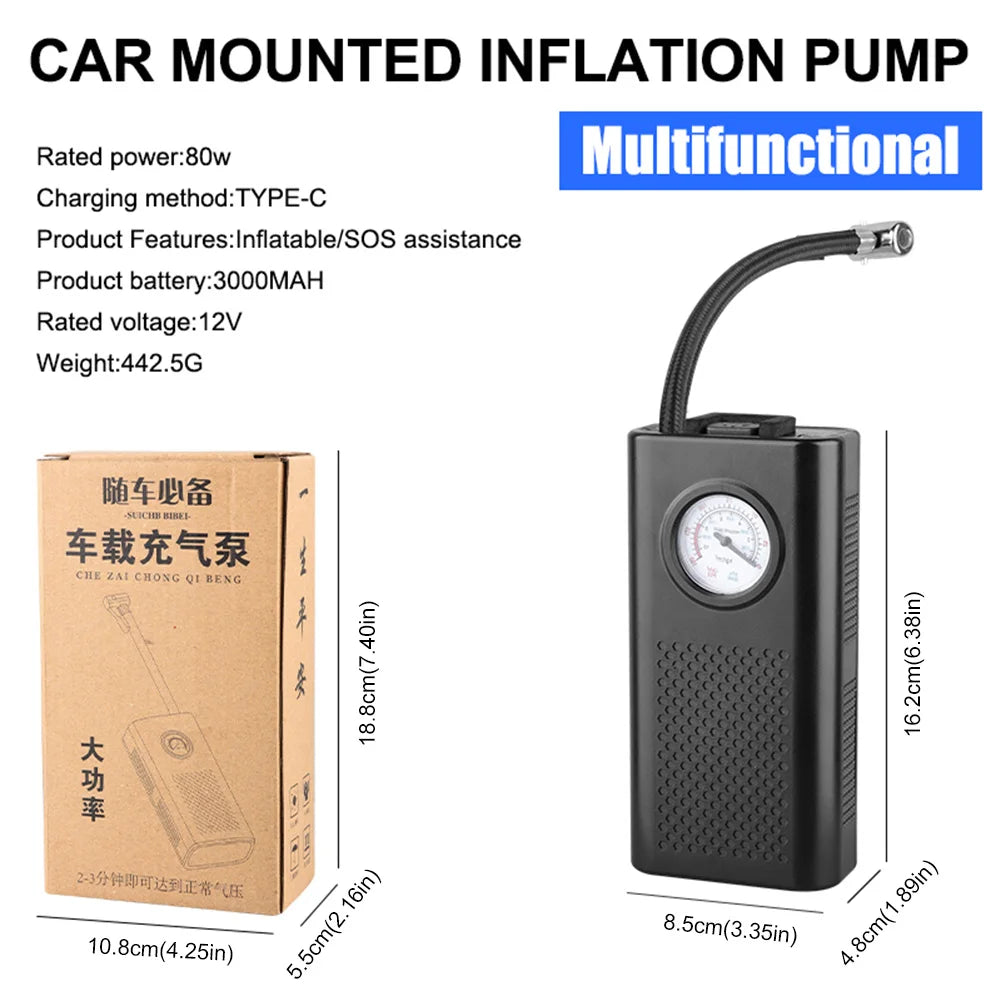 Electric Air Compressor USB Charging Motorcycle Tyre Inflator
