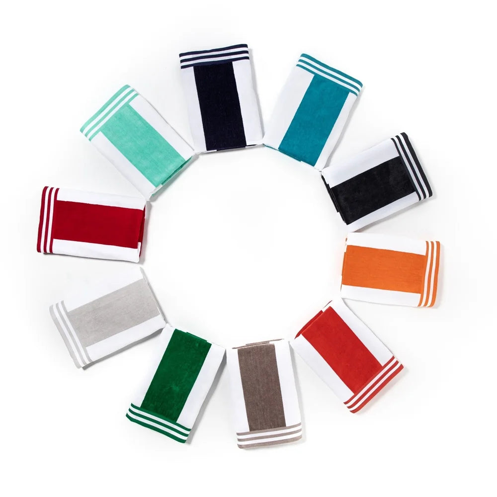 Oversized 4 Piece Cotton Beach Towel Set Quick Dry Plush Coastal Striped Absorbent Soft Velour Ideal for Pool Spa and Vacation