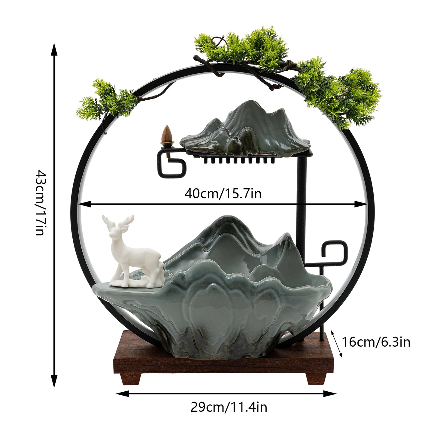 Tabletop Fountain with LED Lights Indoor Rockery Waterfall Decor