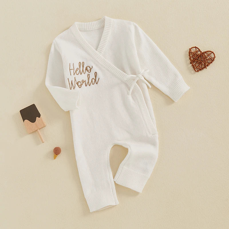 Newborn Winter Cable Knit Hooded Romper Jumpsuit for Baby