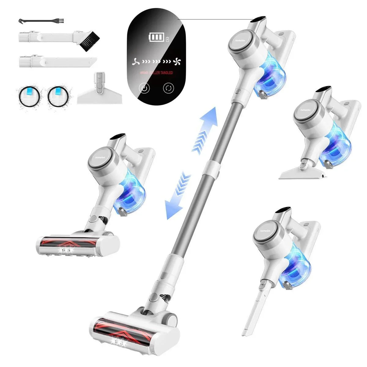 Homeika Cordless Vacuum Cleaner 23KPa 48 Minutes Powerful Suction LED Display Lightweight Stick Vacuum for Hard Floor Carpet and Pet Hair