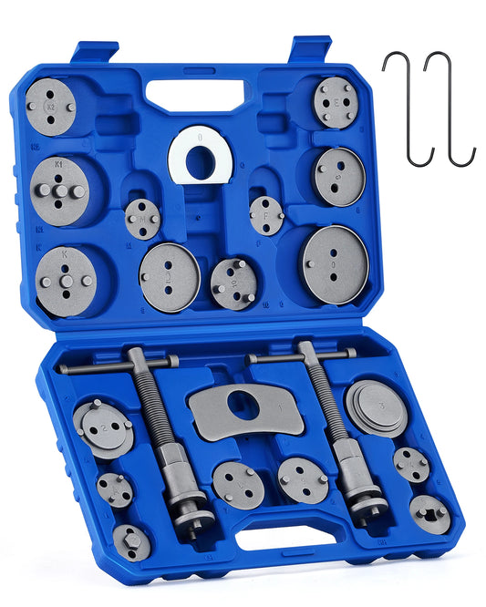 OMT 24Pcs Universal Disc Brake Caliper Tool Piston Pad Wind Back Hand Kit with Hooks Compressor Tool Heavy Duty Set
