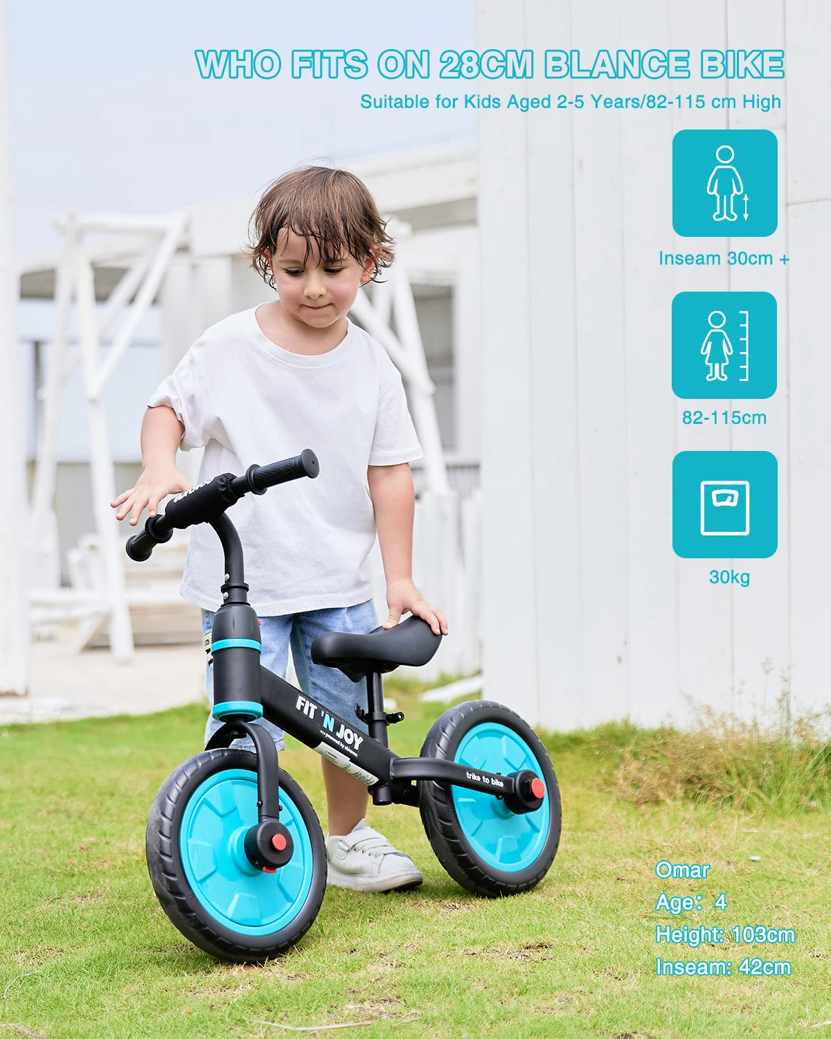 Ubravoo Fit N Joy Beginner Toddler Training Bicycle for Boys Girls 2 to 4 Years 4 in 1 Kids Balance Bike with Pedals and Training Wheels