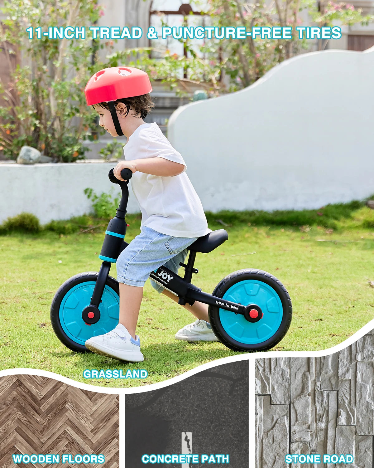 Ubravoo Fit N Joy Beginner Toddler Training Bicycle for Boys Girls 2 to 4 Years Old 4 in 1 Kids Balance Bike with Pedals and Training Wheels