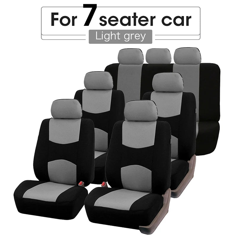 Car Seat Cover Airbag Compatible Ventilation Cloth Beige Universal Interior Accessories for 1 to 7 Seats