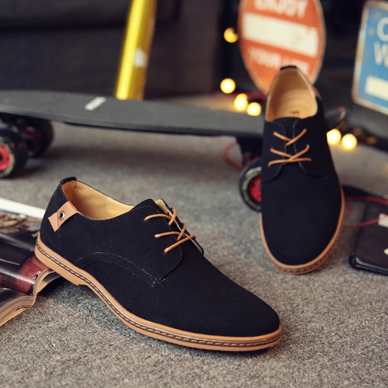 2020 Spring Suede Leather Men Shoes Oxford Casual Classic Sneakers Comfortable Footwear Large Size Flats