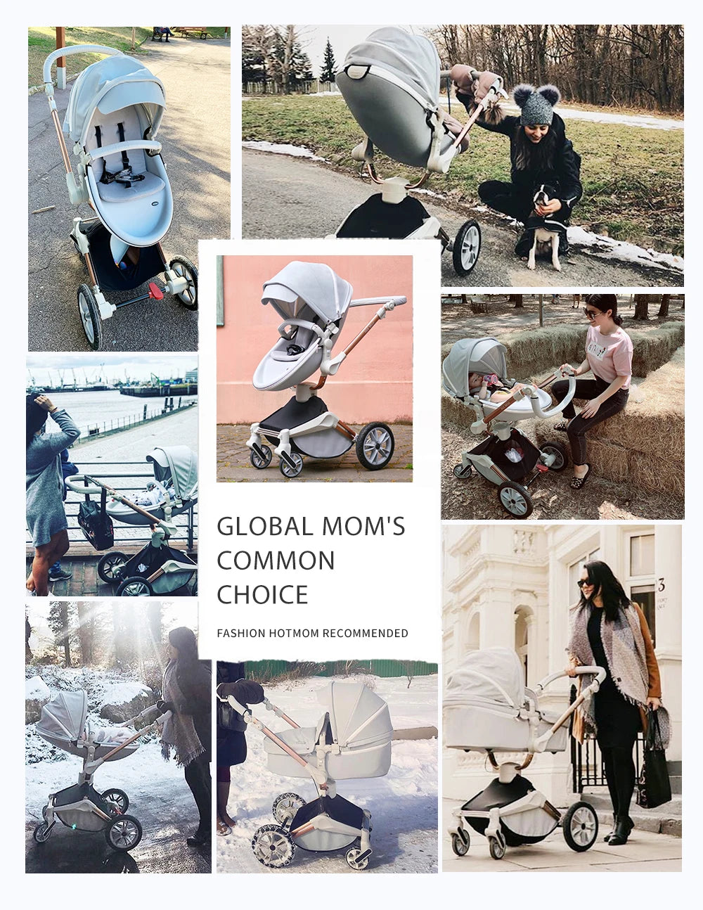 Hot Mom F023 Baby Stroller 2 in 1 360 Degree Rotate Large Wheels