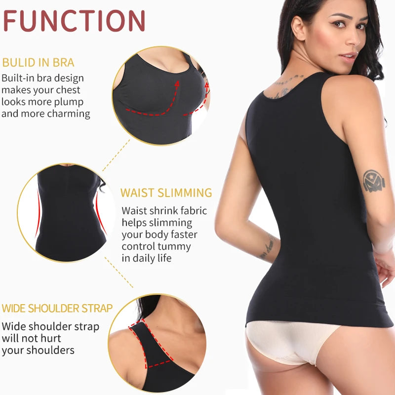 Shapers Slimming Tank Tops Women Tummy Control Shapewear New Comprission Camisole Body Shaper Waist Trainer Padded Corset