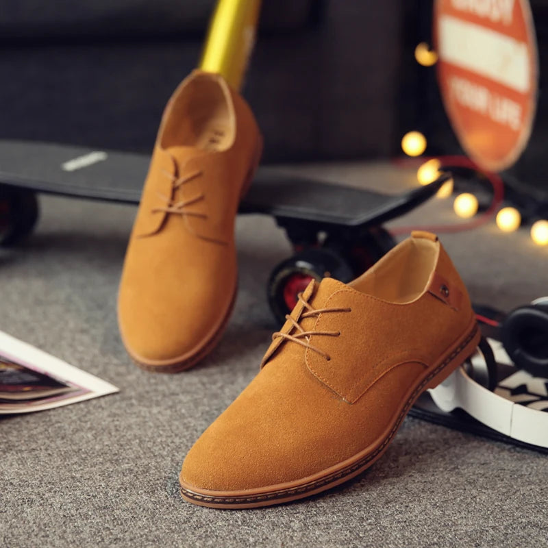 2020 Spring Suede Leather Men Shoes Oxford Casual Classic Sneakers Comfortable Footwear Large Size Flats