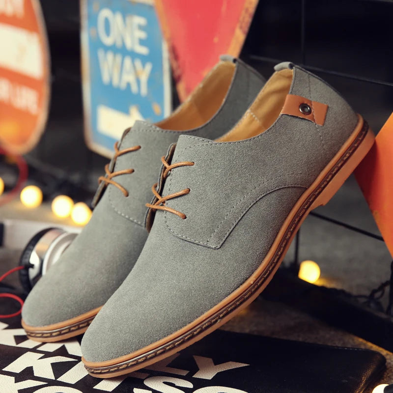 2020 Spring Suede Leather Men Shoes Oxford Casual Classic Sneakers Comfortable Footwear Large Size Flats