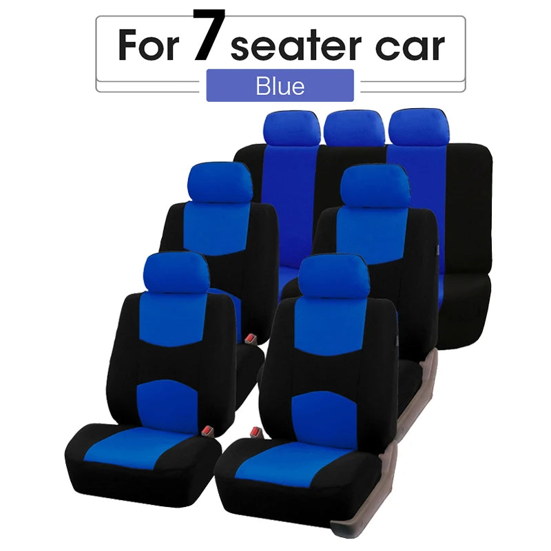 Car Seat Cover Airbag Compatible Ventilation Cloth Beige Universal Interior Accessories for 1 to 7 Seats