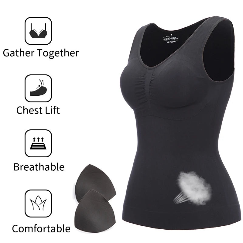 Shapers Slimming Tank Tops Women Tummy Control Shapewear New Comprission Camisole Body Shaper Waist Trainer Padded Corset