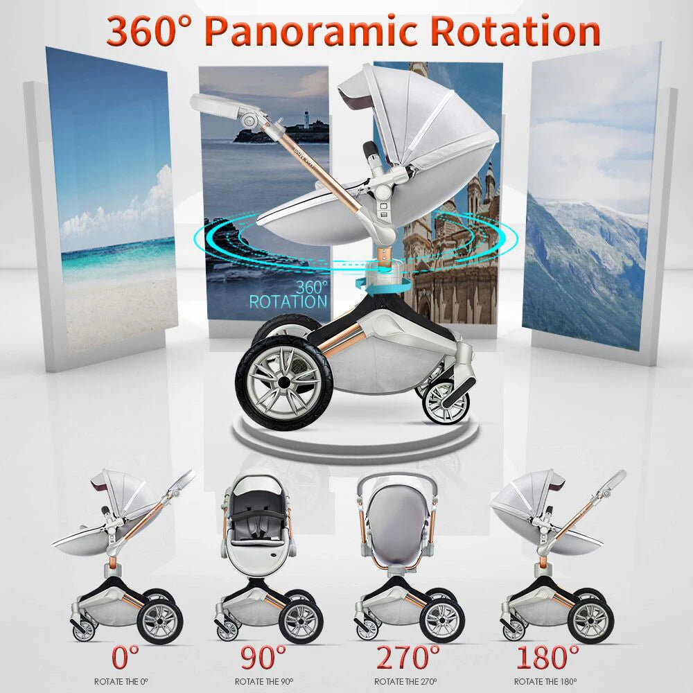 Hot Mom F023 Baby Stroller 2 in 1 360 Degree Rotate Large Wheels