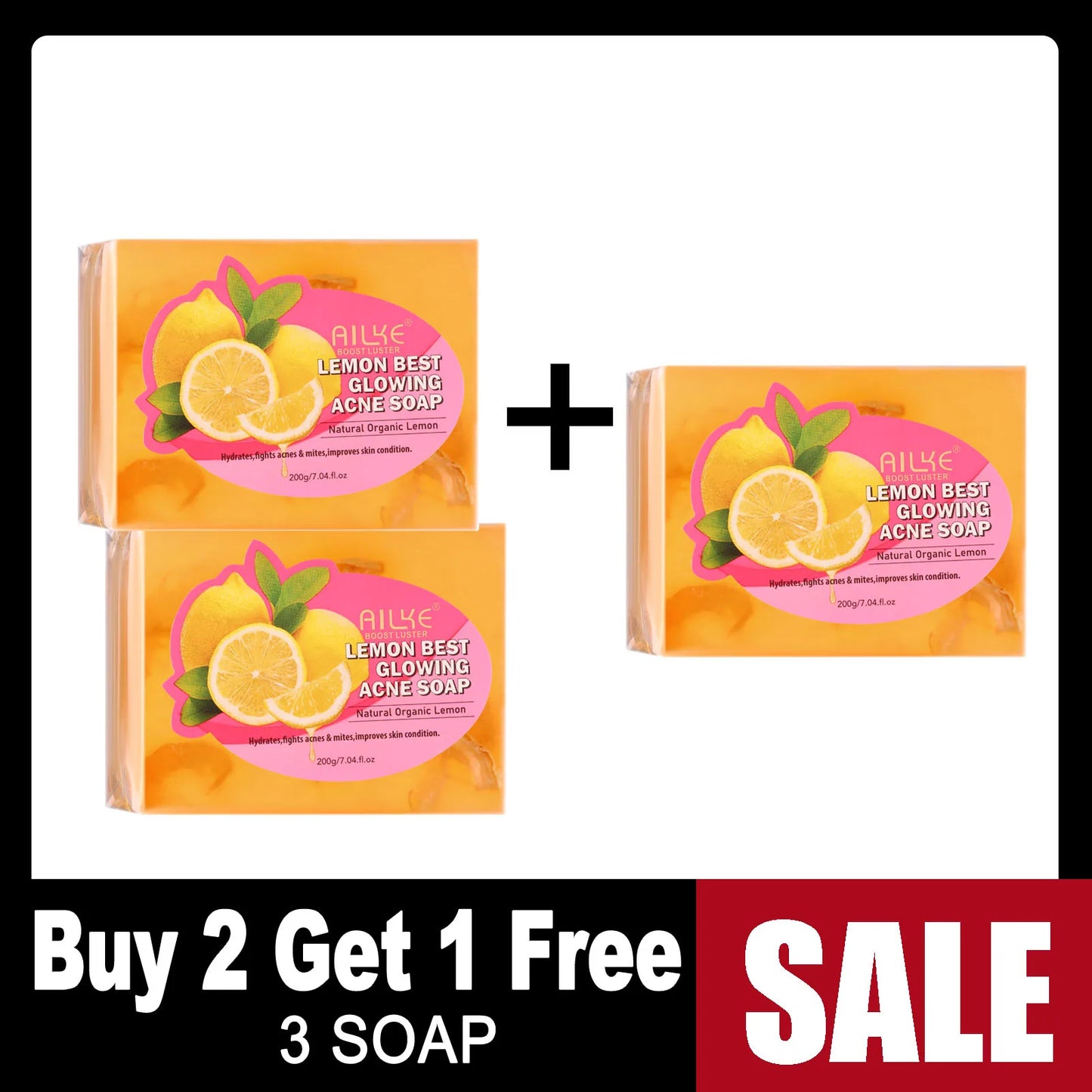 AILKE Organic Lemon Soap Whitening Bar for Clean Skin