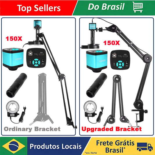 150X Zoom Lens Electronic Digital Microscope 4K 48MP Soldering Camera HDMI USB IMX327 Microscope Tools Ring Light Stand Repair