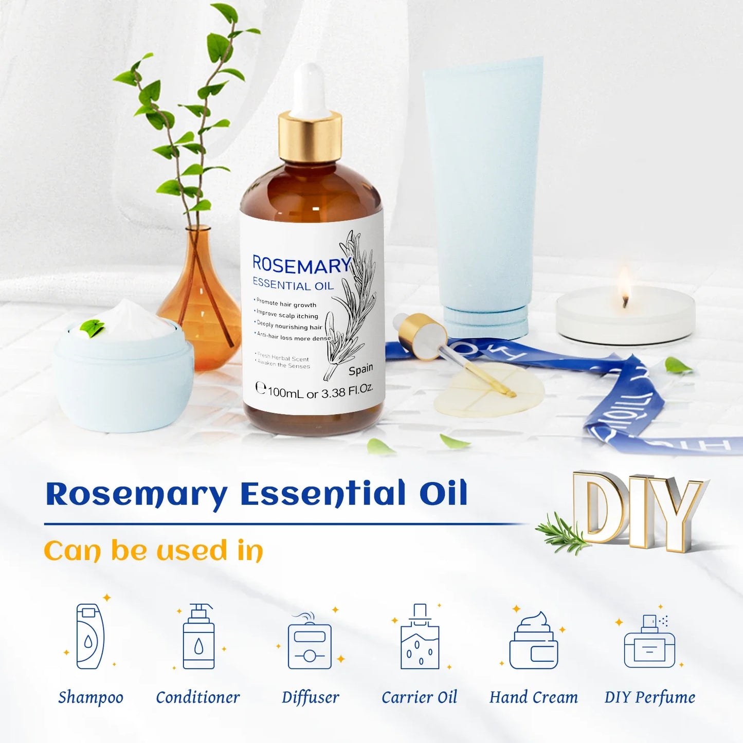 HIQILI Rosemary Jasmine Lavender Mint Essential Oils for Hair Care