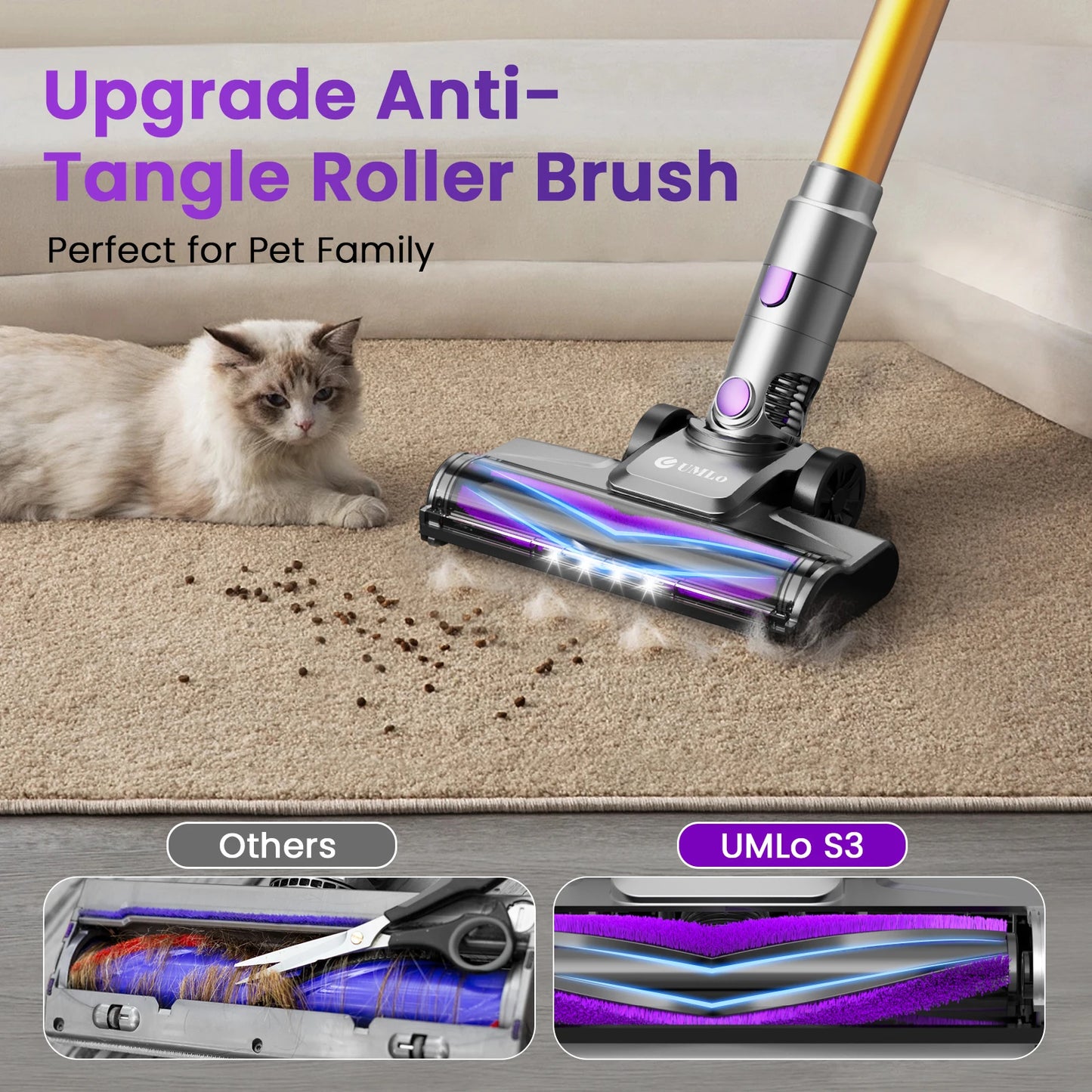 YISORA Cordless Vacuum Cleaner 30Kpa 55 Minutes Running Time Wireless Vacuum Cleaner with Touchscreen for Pet Hair and Carpet