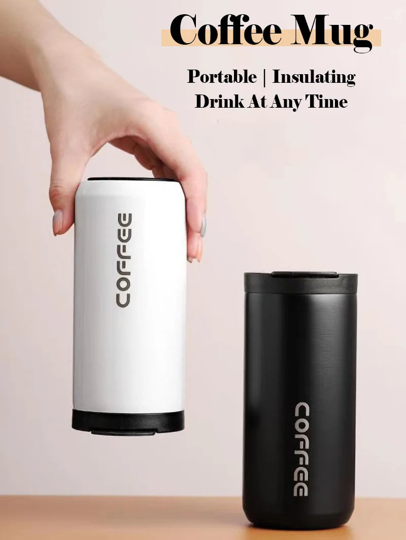 400ml Stainless Steel Insulated Straight Drinking Coffee Cup Leak Proof Convenient Travel Portable Mug Business Office Water Cup