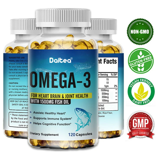 Daitea OMEGA-3, fish oil Including EPA and DHA, Helps Brain, Heart, Immune System,