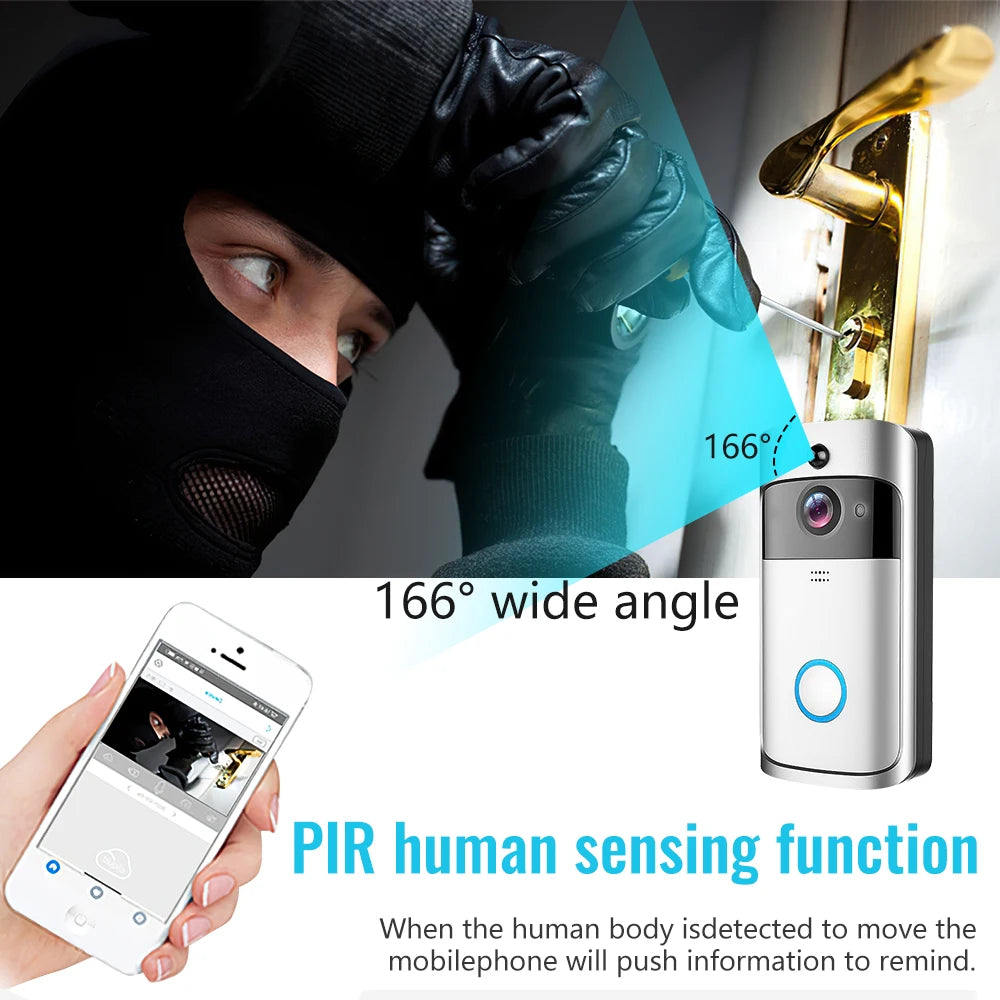 Smart WiFi Video Doorbell IP65 Waterproof Home Doorbell Phone