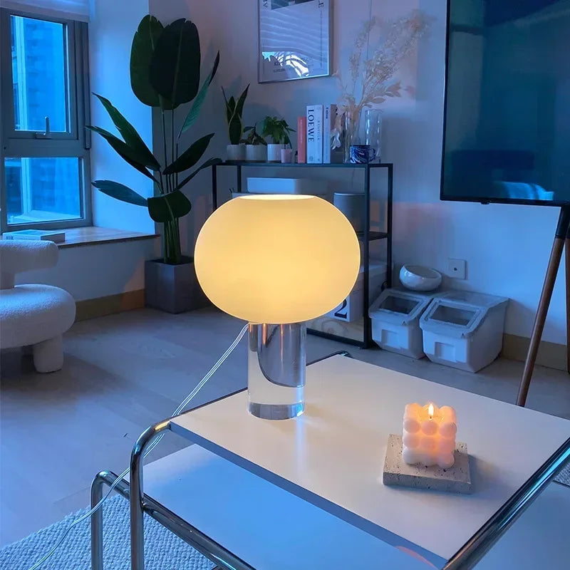 Italian Vintage Glass Desk Lamp for Bedroom Headboard Living Room Study Coffee Table Decoration