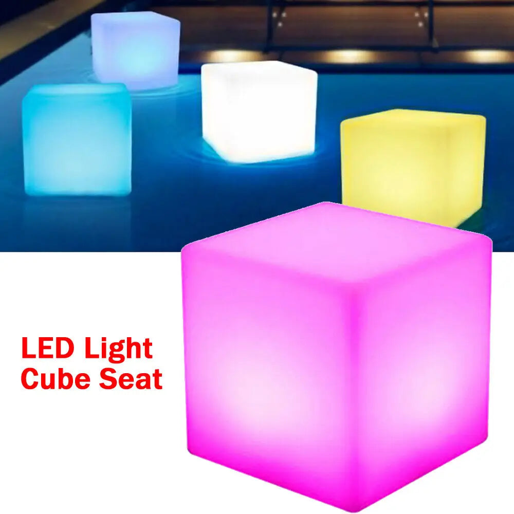 Loyalheartd 17 Inch LED Cube Light Pub Bar Stool 16 RGB Color Changing Chair Light with Remote Control Atmosphere Lamp