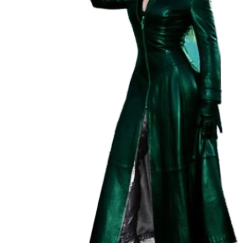 Winter Women's Fashion Cyberpunk Leather Long Jacket Casual Loose Button Solid Color Coats Lapel Biker Jacket