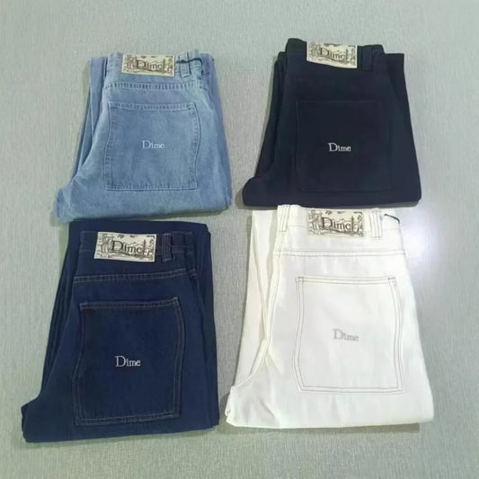 Straight Cotton Loose Embroidered Denim Shorts for Men American Retro Five Pants Summer Loose High Street Skater Pants Y2K Cargo