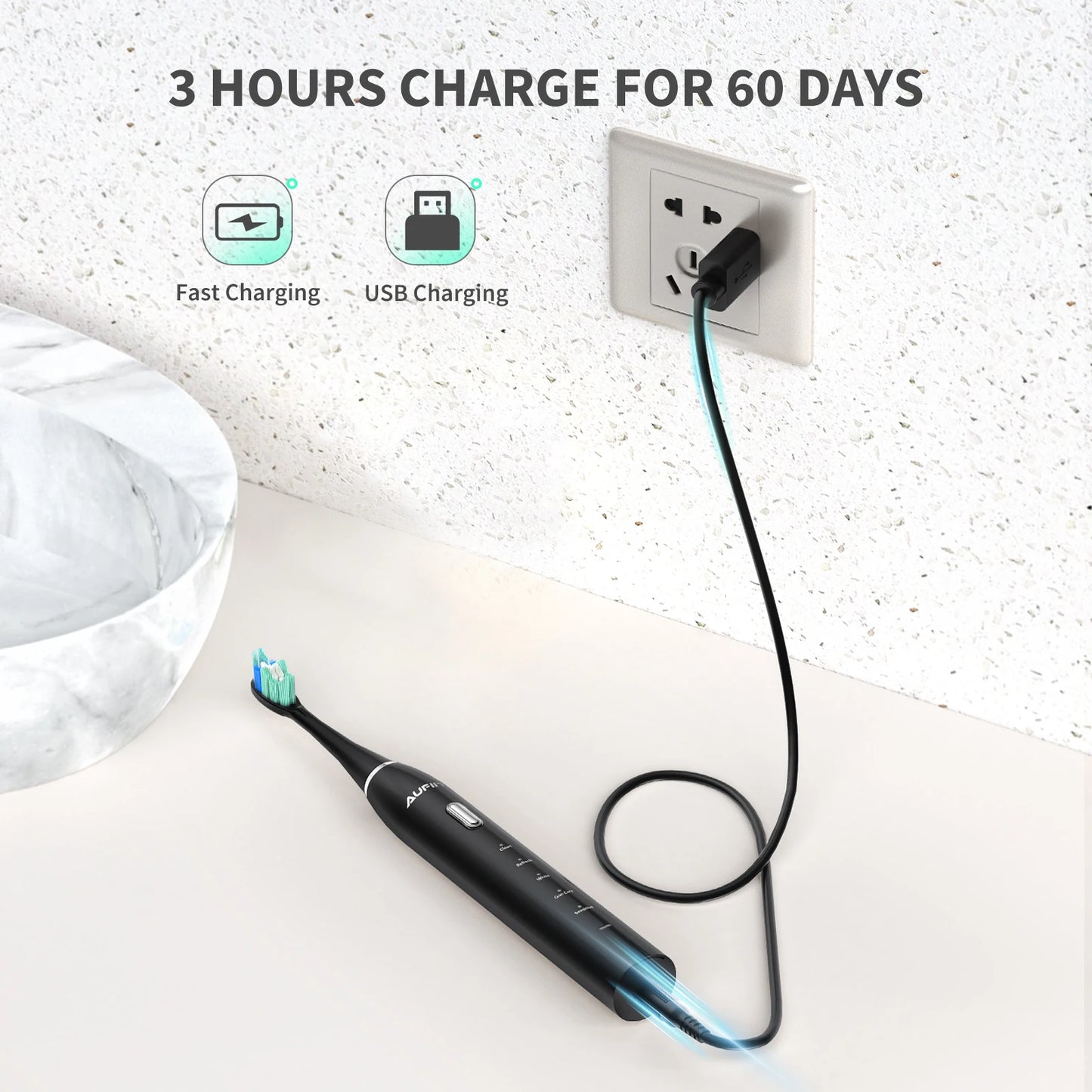 Electric Toothbrush Rechargeable With 8PCS