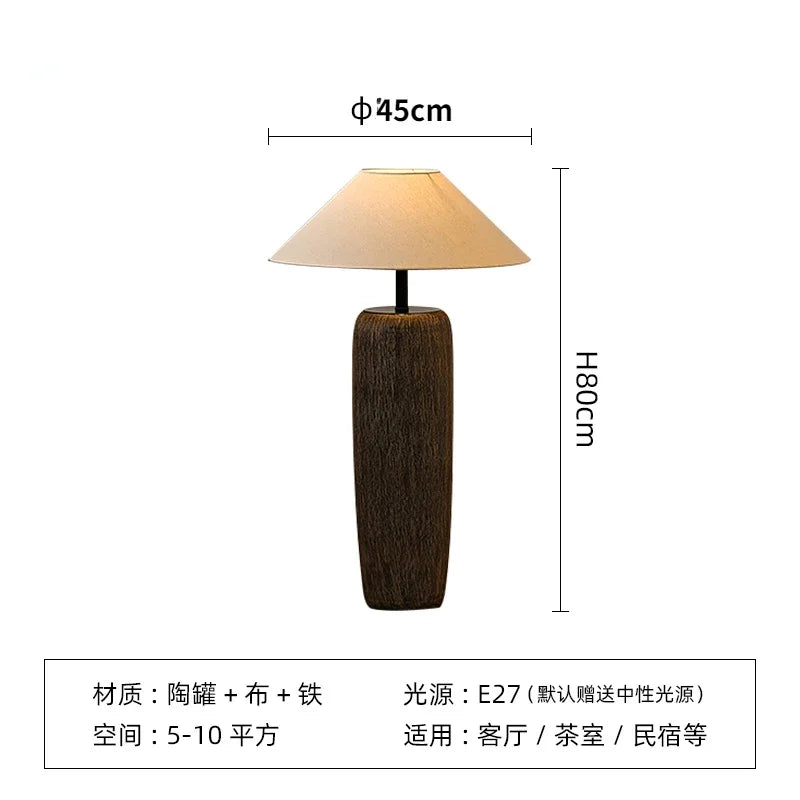 Ceramic Lamp Wabi Sabi Style Vintage Japanese Floor Lamp for Living Room Corner Sofa Lounge Standing Light Decoration