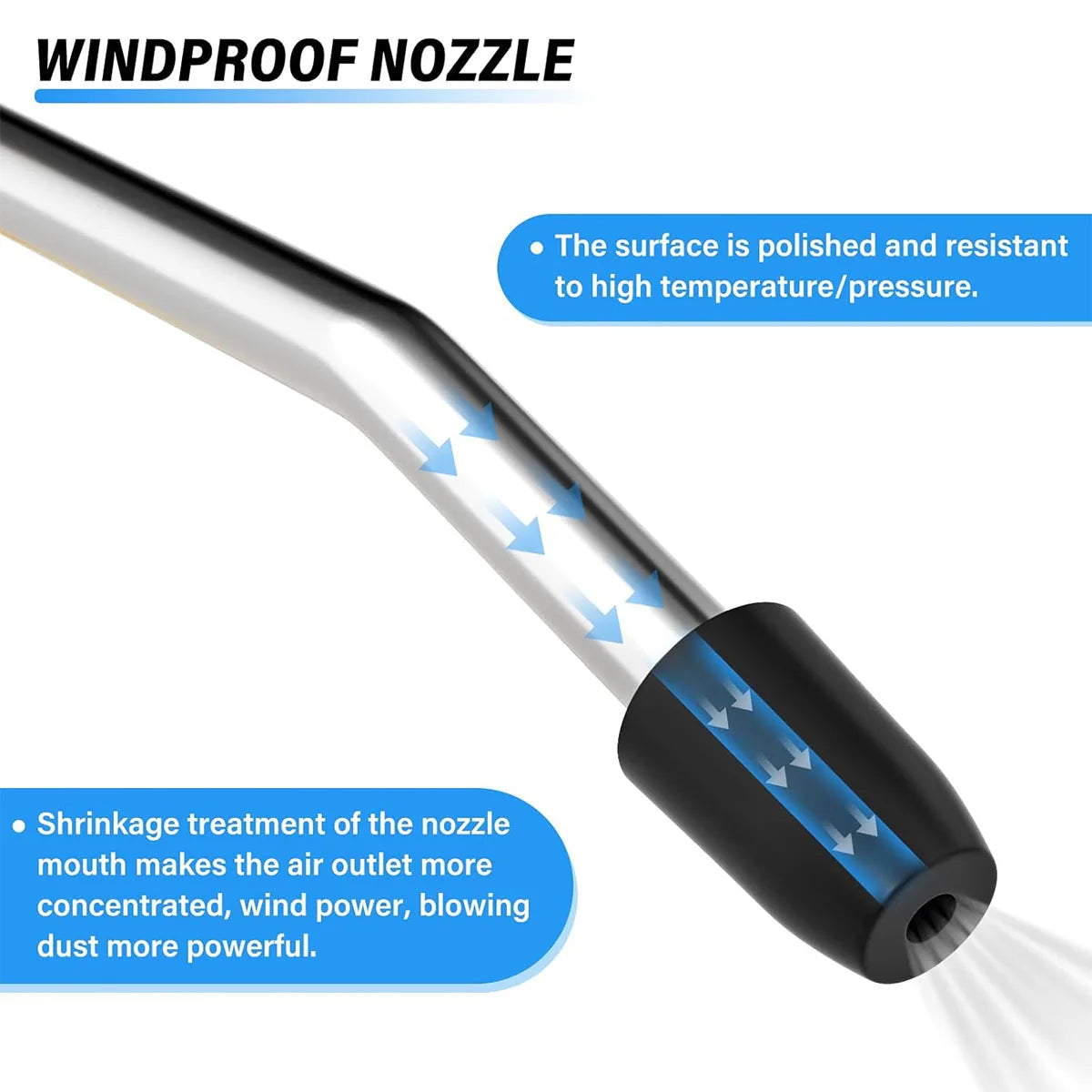 Air Blow Gun High Flow Air Blower Gun for Compressor with Angled Bent Nozzle Long Style Available in Three Colors