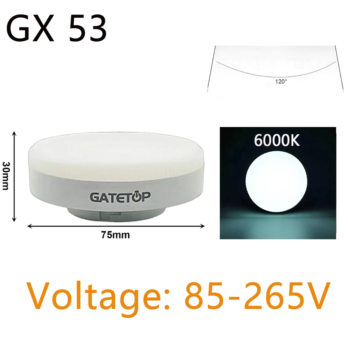 10PCS 5W 7W 9W 12W 15W LED Spotlight GX53 Without Flicker