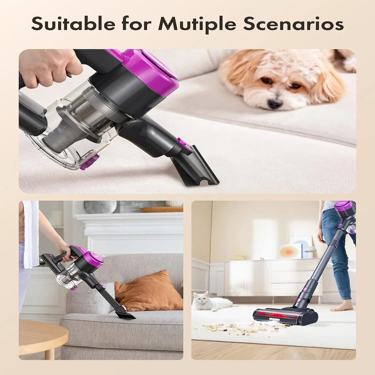 Homeika Cordless Vacuum Cleaner 23KPa 48 Minutes Powerful Suction LED Display Lightweight Stick Vacuum for Hard Floor Carpet and Pet Hair