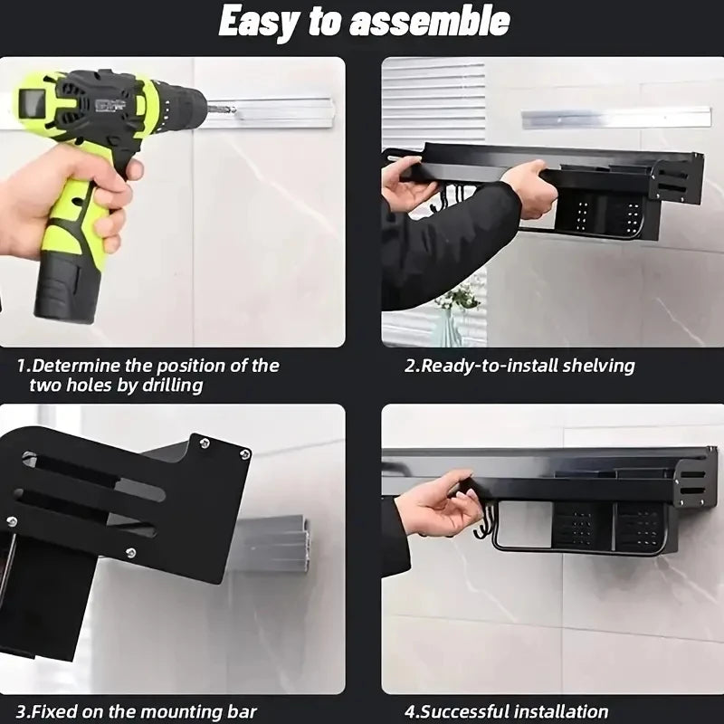 Kitchen Spice Knife Holder Storage Rack Wall Mounted Shelf