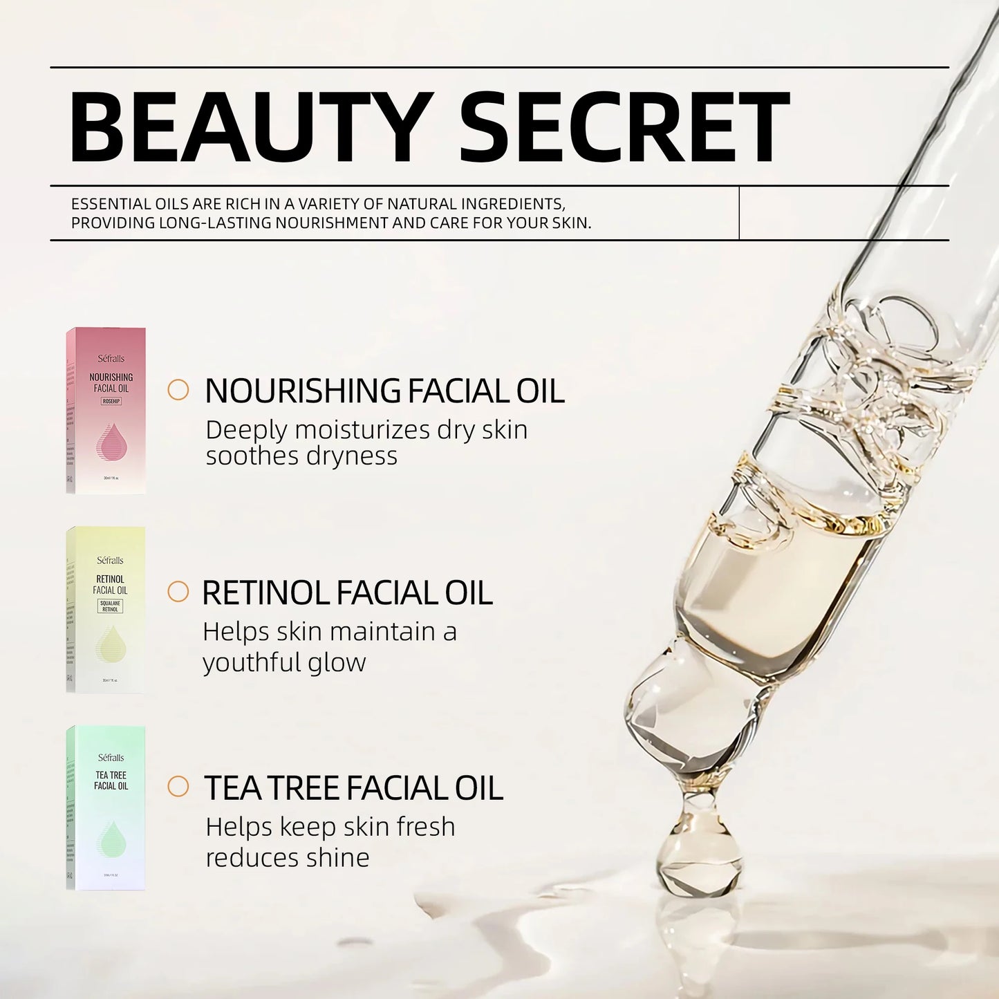 Séfralls Retinol Rosehip Tea Tree Facial Oils Set 30ml