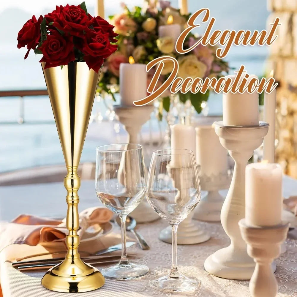 20 Pcs 16.5 Inches Tall Gold Vase Centerpiece Tabletop