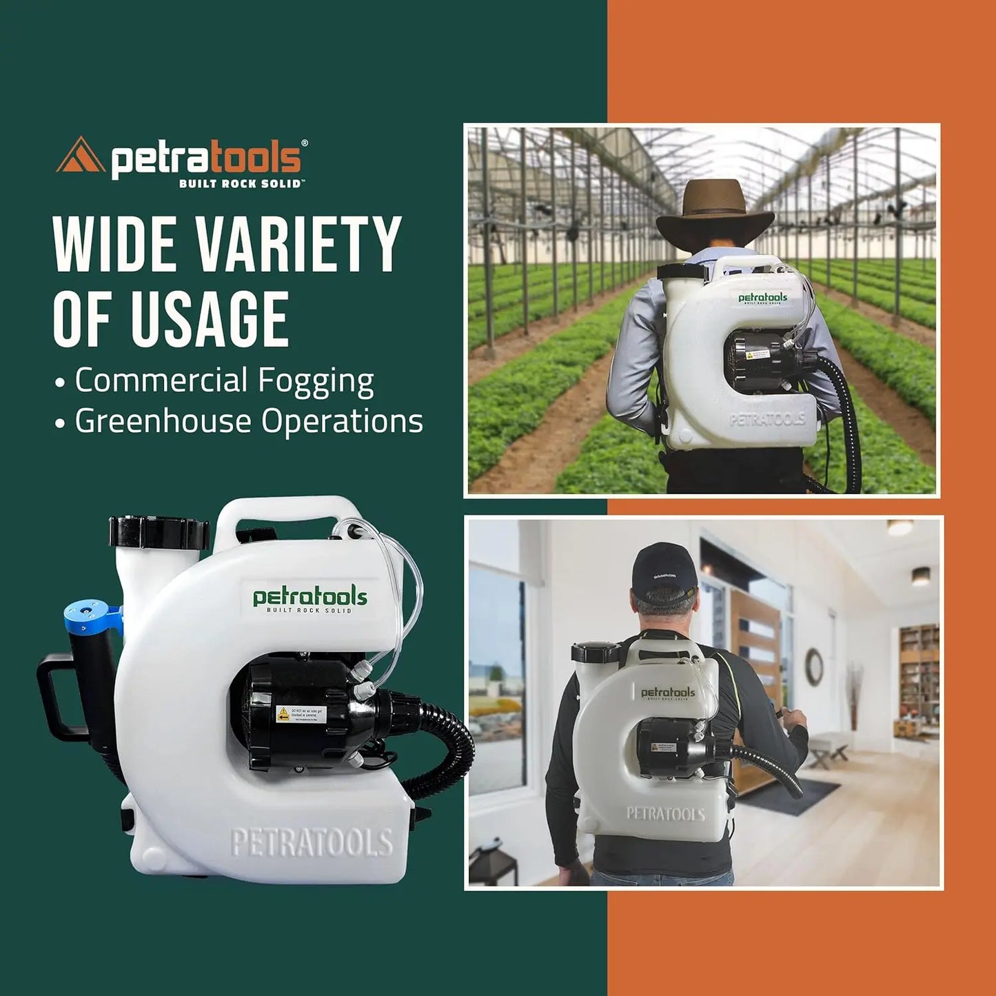 PetraTools Electric Fogger Machine Mosquito Fogger Insect Backpack Sprayer ULV with Extended Commercial Hose and Padded Straps 4 Gallon